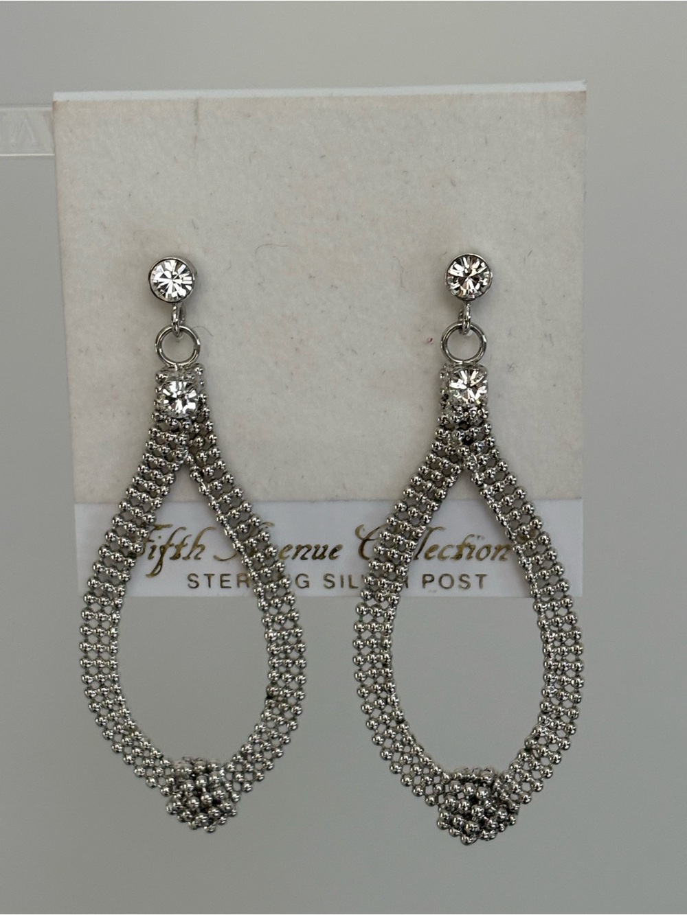 Fifth Avenue Collection The Swing of Things Silver Tone Earrings -Swarovski-NWT